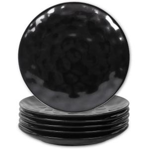 image:imagevicrays Ceramic Dessert Salad Plates 8 Inch Microwave Oven and Dishwasher Safe Round Porcelain Fluted Suitable for Snacks Appetizer Home Party Restaurant  Set of 6 RedBlack