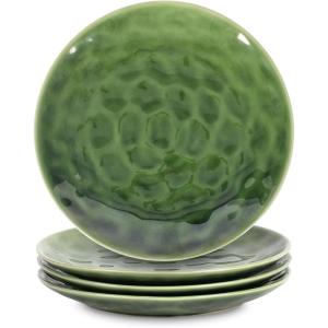 image:imagevicrays Ceramic Dessert Salad Plates 8 Inch Set of 4 Round Microwave Oven and Dishwasher Safe Scratch Resistant Porcelain Fluted Suitable for Snacks Appetizer Home Restaurant BlueGreen