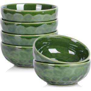 image:imagevicrays Ceramic Salad Bowls Set for Kitchen Serving  26 Ounce Soup Bowls Pasta Bowls Chip Resistant Dishwasher Microwave Safe Large Fluted stoneware Set of 6 GreenGreen