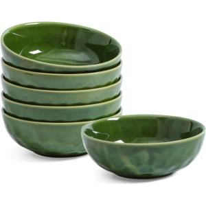 image:imagevicrays Ceramic Salad Bowls Set for Kitchen Serving  32 Ounce Soup Bowls Pasta Bowls Chip Resistant Dishwasher Microwave Safe Large Fluted stoneware Set of 6 RedGreen