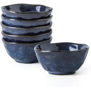 image:imagevicrays Ceramic Small Dessert Bowls Set  10 oz Set of 6 Microwave Oven and Dishwasher Safe for Rice Ice Cream Soup Snacks Cereal Side Dishes Kitchen Bowls Set Starry BlueBlue
