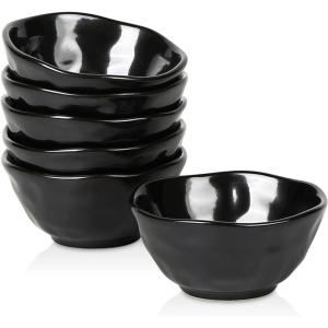 image:imagevicrays Ceramic Small Dessert Bowls Set  10 oz Set of 6 Microwave Oven and Dishwasher Safe for Rice Ice Cream Soup Snacks Cereal Side Dishes Kitchen Bowls Set Starry BlueBright Black
