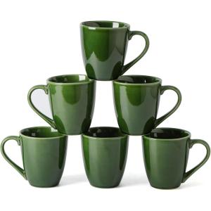 image:imagevicrays Coffee Mug Set 12 Ounce Ceramic Mug for Men Women Unique Glazed Mugs with Handle for Coffee Tea Milk Cocoa Cereal  Set of 6 RedGreen