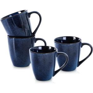 image:imagevicrays Coffee Mug Set 12 Ounce Set of 4 Ceramic Mug for Men Women Unique Glazed Mugs with Handle for Coffee Tea Milk Cocoa CerealblueBlue