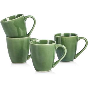 image:imagevicrays Coffee Mug Set 12 Ounce Set of 4 Ceramic Mug for Men Women Unique Glazed Mugs with Handle for Coffee Tea Milk Cocoa CerealblueGreen