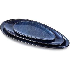 image:imagevicrays Large Oval Serving Platters 161410 Porcelain Serving Platters for Party BBQStackable Serving Trays Serving Plates for Appetizers Sushi Restaurant Dessert Set of 3 RedBlue