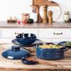 image:imageVicrays Casserole Dish with Lid  Ceramic Lasagna Pan Deep 2 Quart Round Baking Dishes Covered Bakeware for Oven Safe Serving Dish with Handles for Party Dinner Banquet Daily Use Blue