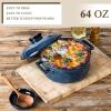 image:imageVicrays Casserole Dish with Lid  Ceramic Lasagna Pan Deep 2 Quart Round Baking Dishes Covered Bakeware for Oven Safe Serving Dish with Handles for Party Dinner Banquet Daily Use Blue