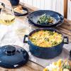 image:imageVicrays Casserole Dish with Lid  Ceramic Lasagna Pan Deep 2 Quart Round Baking Dishes Covered Bakeware for Oven Safe Serving Dish with Handles for Party Dinner Banquet Daily Use Blue
