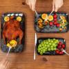 image:imageVicrays Ceramic Rectangle Serving Platters  14 12 10 Porcelain Serving Trays Plates for Party BBQ Appetizers Sushi Dessert  Microwave Oven and Dishwasher Safe  Set of 3 RedBlack