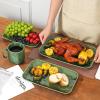 image:imageVicrays Ceramic Rectangle Serving Platters  14 12 10 Porcelain Serving Trays Plates for Party BBQ Appetizers Sushi Dessert  Microwave Oven and Dishwasher Safe  Set of 3 RedGreen