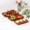 image:imageVicrays Ceramic Rectangle Serving Platters  14 12 10 Porcelain Serving Trays Plates for Party BBQ Appetizers Sushi Dessert  Microwave Oven and Dishwasher Safe  Set of 3 RedCherry Red