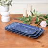 image:imageVicrays Ceramic Rectangle Serving Platters  14 12 10 Porcelain Serving Trays Plates for Party BBQ Appetizers Sushi Dessert  Microwave Oven and Dishwasher Safe  Set of 3 RedBlue