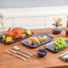image:imageVicrays Ceramic Rectangle Serving Platters  14 12 10 Porcelain Serving Trays Plates for Party BBQ Appetizers Sushi Dessert  Microwave Oven and Dishwasher Safe  Set of 3 RedBlue