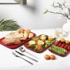 image:imageVicrays Ceramic Rectangle Serving Platters  14 12 10 Porcelain Serving Trays Plates for Party BBQ Appetizers Sushi Dessert  Microwave Oven and Dishwasher Safe  Set of 3 RedRed