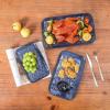 image:imageVicrays Ceramic Rectangle Serving Platters  14 12 10 Porcelain Serving Trays Plates for Party BBQ Appetizers Sushi Dessert  Microwave Oven and Dishwasher Safe  Set of 3 RedBlue
