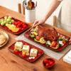 image:imageVicrays Ceramic Rectangle Serving Platters  14 12 10 Porcelain Serving Trays Plates for Party BBQ Appetizers Sushi Dessert  Microwave Oven and Dishwasher Safe  Set of 3 RedCherry Red