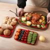 image:imageVicrays Ceramic Rectangle Serving Platters  14 12 10 Porcelain Serving Trays Plates for Party BBQ Appetizers Sushi Dessert  Microwave Oven and Dishwasher Safe  Set of 3 RedRed