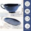 image:imageVicrays Gravy Boat with Saucer  Large 17oz Ceramic Sauce Boat with Tray Set of 2 for Turkey Salad Dressings Creamer Milk Broth  Thanksgiving Christmas Holiday Serving Dishes  BlueBlue