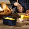 image:imageVicrays Porcelain Airtight Lid Butter Container with Knife  Large Blue Butter Keeper Crock for Countertop