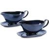 image:imageVicrays Gravy Boat with Saucer  Large 17oz Ceramic Sauce Boat with Tray Set of 2 for Turkey Salad Dressings Creamer Milk Broth  Thanksgiving Christmas Holiday Serving Dishes  BlueBlue