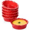 image:imagevicrays Ceramic Pie Pan for Baking  55 inch Small Pie Plates Deep Dish Round Pot Casserole Mini Serving Bowl Microwave Oven Safe for Dessert Apple Pie Cake Tart Pizza Set of 6  BlueRed