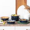image:imagevicrays Ceramic Pie Pan for Baking  55 inch Small Pie Plates Deep Dish Round Pot Casserole Mini Serving Bowl Microwave Oven Safe for Dessert Apple Pie Cake Tart Pizza Set of 6  BlueBlue