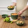 image:imagevicrays Ceramic Pie Pan for Baking  55 inch Small Pie Plates Deep Dish Round Pot Casserole Mini Serving Bowl Microwave Oven Safe for Dessert Apple Pie Cake Tart Pizza Set of 6  BlueGreen