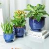 image:imagevicrays Ceramic Plant Pots Indoor  685543 Inch Planter Pot with Drainage Hole and Saucer for Succulent Orchid Flower Herbs Cactus  Gardening Home Desktop Office Decor  Set of 3 Blue
