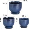 image:imagevicrays Ceramic Plant Pots Indoor  685543 Inch Planter Pot with Drainage Hole and Saucer for Succulent Orchid Flower Herbs Cactus  Gardening Home Desktop Office Decor  Set of 3 Blue