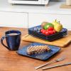 image:imagevicrays Ceramic Square Plates Set of 6  Large Porcelain 10 inch Dinner Plates for Steak Pasta Pizza  Microwave Oven and Dishwasher Safe  BlueBlue