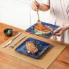 image:imagevicrays Ceramic Square Plates Set of 6  Large Porcelain 10 inch Dinner Plates for Steak Pasta Pizza  Microwave Oven and Dishwasher Safe  BlueBlue