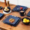 image:imagevicrays Ceramic Square Plates Set of 6  Large Porcelain 10 inch Dinner Plates for Steak Pasta Pizza  Microwave Oven and Dishwasher Safe  BlueBlue