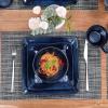 image:imagevicrays Ceramic Square Plates Set of 6  Large Porcelain 10 inch Dinner Plates for Steak Pasta Pizza  Microwave Oven and Dishwasher Safe  BlueBlue