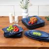 image:imagevicrays Ceramic Square Plates Set of 6  Large Porcelain 10 inch Dinner Plates for Steak Pasta Pizza  Microwave Oven and Dishwasher Safe  BlueBlue