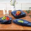 image:imagevicrays Ceramic Square Plates Set of 6  Large Porcelain 10 inch Dinner Plates for Steak Pasta Pizza  Microwave Oven and Dishwasher Safe  BlueBlue
