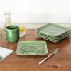 image:imagevicrays Ceramic Square Plates Set of 6  Large Porcelain 10 inch Dinner Plates for Steak Pasta Pizza  Microwave Oven and Dishwasher Safe  BlueGreen
