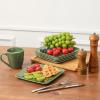 image:imagevicrays Ceramic Square Plates Set of 6  Large Porcelain 10 inch Dinner Plates for Steak Pasta Pizza  Microwave Oven and Dishwasher Safe  BlueGreen
