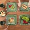 image:imagevicrays Ceramic Square Plates Set of 6  Large Porcelain 10 inch Dinner Plates for Steak Pasta Pizza  Microwave Oven and Dishwasher Safe  BlueGreen