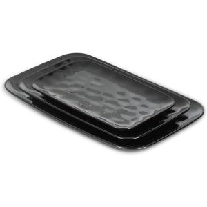 image:imageVicrays Ceramic Rectangle Serving Platters  14 12 10 Porcelain Serving Trays Plates for Party BBQ Appetizers Sushi Dessert  Microwave Oven and Dishwasher Safe  Set of 3 RedBlack