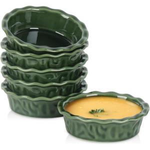 image:imagevicrays Ceramic Pie Pan for Baking  55 inch Small Pie Plates Deep Dish Round Pot Casserole Mini Serving Bowl Microwave Oven Safe for Dessert Apple Pie Cake Tart Pizza Set of 6  BlueGreen
