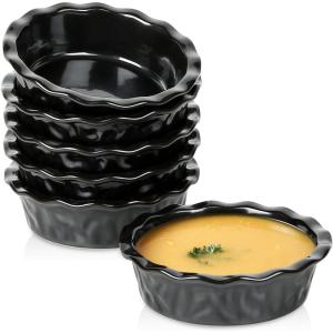 image:imagevicrays Ceramic Pie Pan for Baking  55 inch Small Pie Plates Deep Dish Round Pot Casserole Mini Serving Bowl Microwave Oven Safe for Dessert Apple Pie Cake Tart Pizza Set of 6  BlueBlack