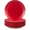 image:imagevicrays Ceramic Dinner Plates Set  Porcelain 10 Inch Flat Steak Pasta Pizza Plate Home Party Restaurant Plate Scratch Resistant Microwave Oven and Dishwasher Safe Set of 6 BlueScarlet Red