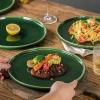 image:imagevicrays Ceramic Dinner Plates Set  Porcelain 10 Inch Flat Steak Pasta Pizza Plate Home Party Restaurant Plate Scratch Resistant Microwave Oven and Dishwasher Safe Set of 6 BlueGreen