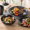 image:imagevicrays Ceramic Dinner Plates Set  Porcelain 10 Inch Flat Steak Pasta Pizza Plate Home Party Restaurant Plate Scratch Resistant Microwave Oven and Dishwasher Safe Set of 6 BlueBright Black
