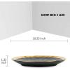 image:imagevicrays Ceramic Dinner Plates Set  Porcelain 10 Inch Flat Steak Pasta Pizza Plate Home Party Restaurant Plate Scratch Resistant Microwave Oven and Dishwasher Safe Set of 6 BlueBlack with Golden