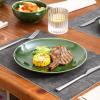 image:imagevicrays Ceramic Dinner Plates Set  Porcelain 10 Inch Flat Steak Pasta Pizza Plate Home Party Restaurant Plate Scratch Resistant Microwave Oven and Dishwasher Safe Set of 6 BlueShallow Green