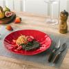 image:imagevicrays Ceramic Dinner Plates Set  Porcelain 10 Inch Flat Steak Pasta Pizza Plate Home Party Restaurant Plate Scratch Resistant Microwave Oven and Dishwasher Safe Set of 6 BlueScarlet Red