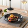 image:imagevicrays Ceramic Dinner Plates Set  Porcelain 10 Inch Flat Steak Pasta Pizza Plate Home Party Restaurant Plate Scratch Resistant Microwave Oven and Dishwasher Safe Set of 6 BlueBright Black