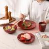 image:imagevicrays Ceramic Dinner Plates Set  Porcelain 10 Inch Flat Steak Pasta Pizza Plate Home Party Restaurant Plate Scratch Resistant Microwave Oven and Dishwasher Safe Set of 6 BlueCherry Red